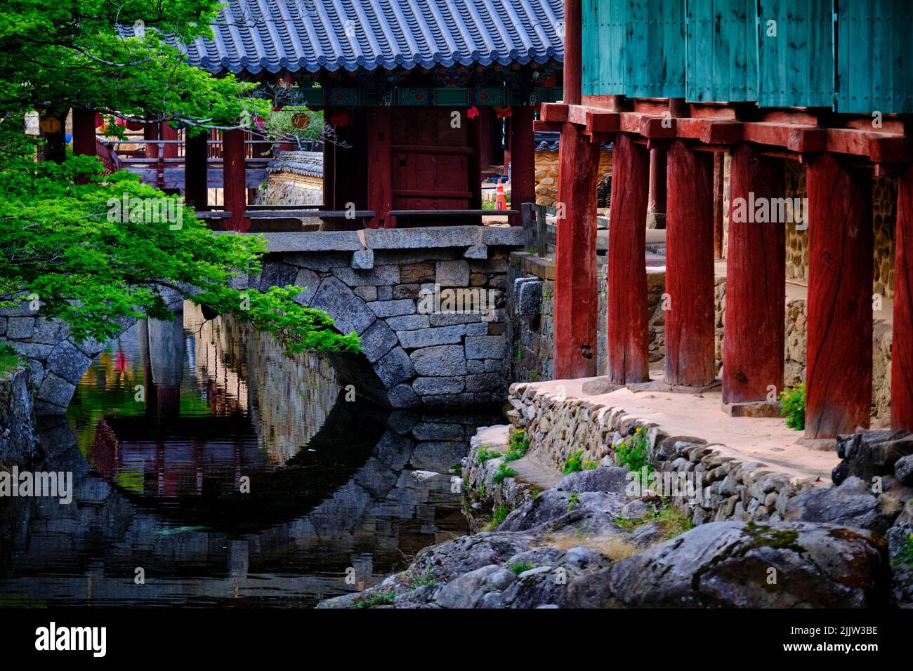 Corea del Sud, provincia di Jeolla del Sud, Suncheon, tempio buddista di Songwangsa Foto Stock