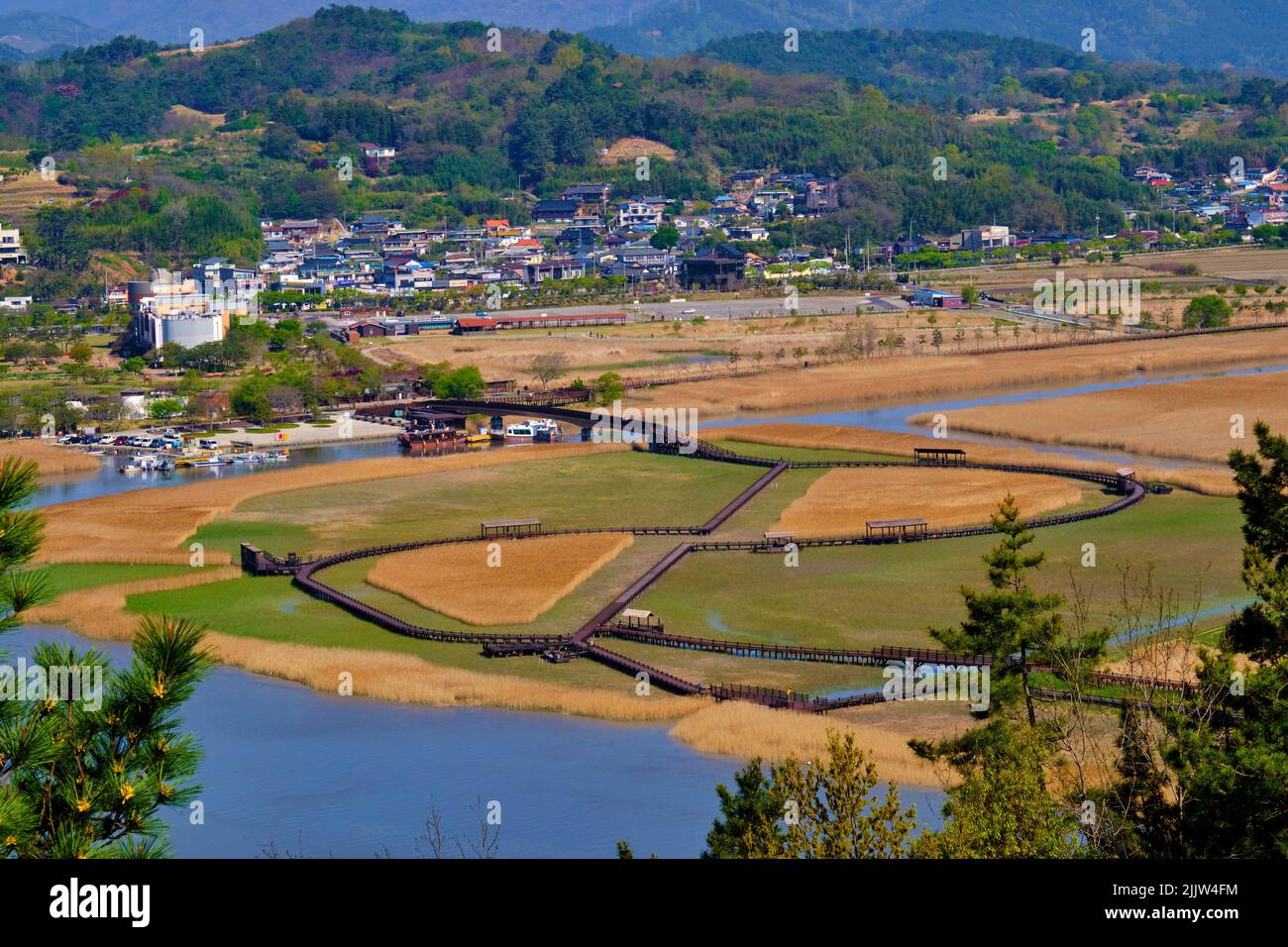 Corea del Sud, Provincia di Jeolla del Sud, Suncheon, Baia di Suncheon, zona umida protetta Foto Stock