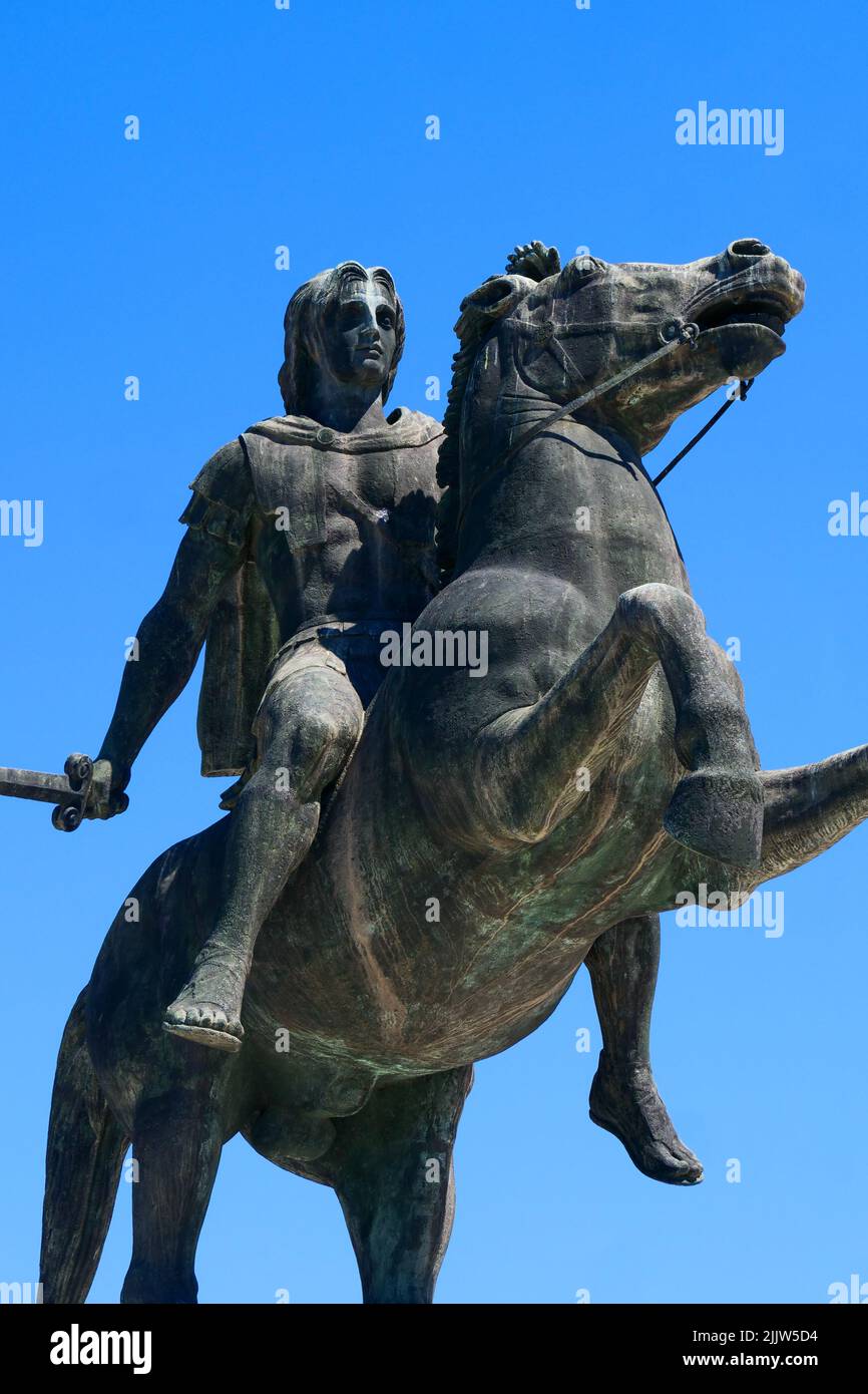 Statua di Alessandro Magno, Re di Macedonia, Makedonia Place, Salonicco, Macedonia, Grecia settentrionale Foto Stock