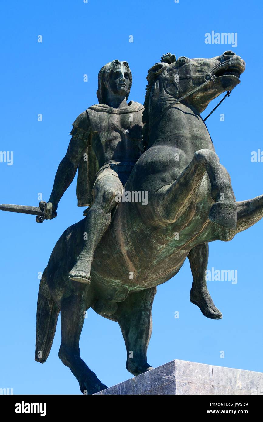 Statua di Alessandro Magno, Re di Macedonia, Makedonia Place, Salonicco, Macedonia, Grecia settentrionale Foto Stock