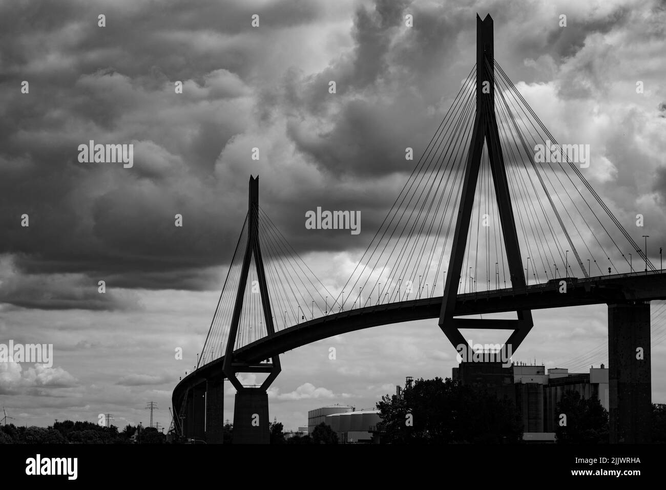Ponte di Amburgo in bianco e nero Foto Stock