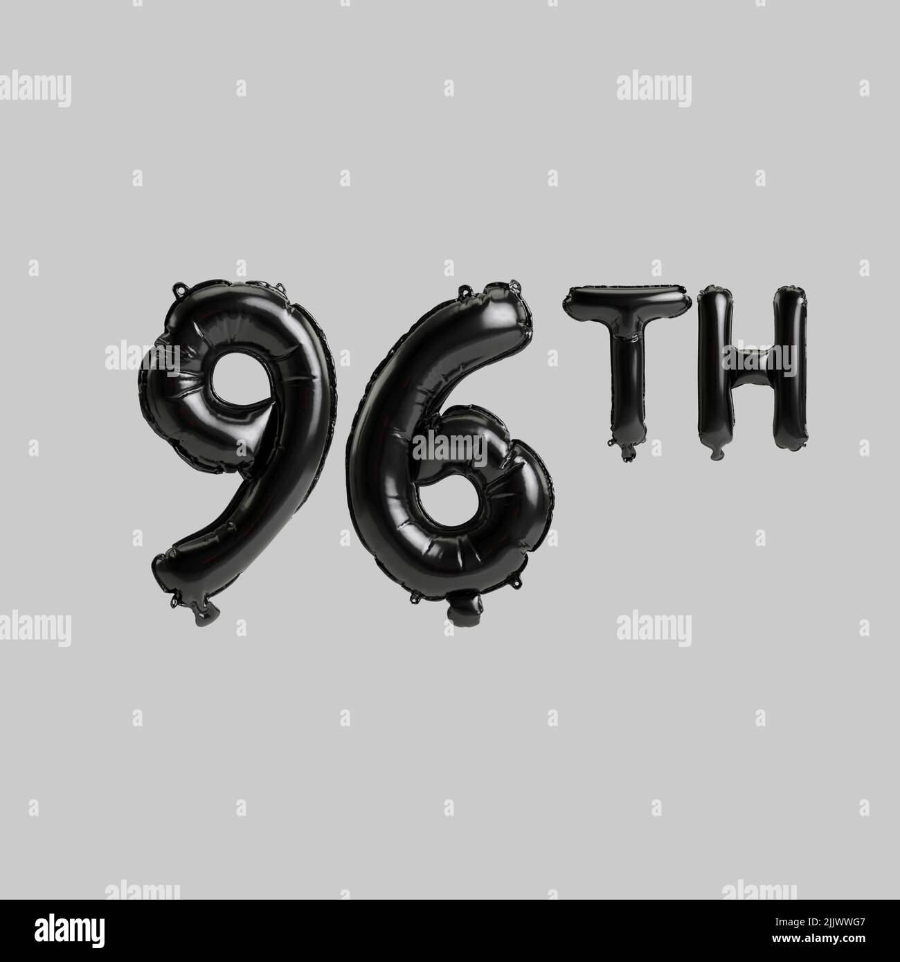 3d illustrazione di 96th palloncini neri isolati su sfondo bianco Foto Stock