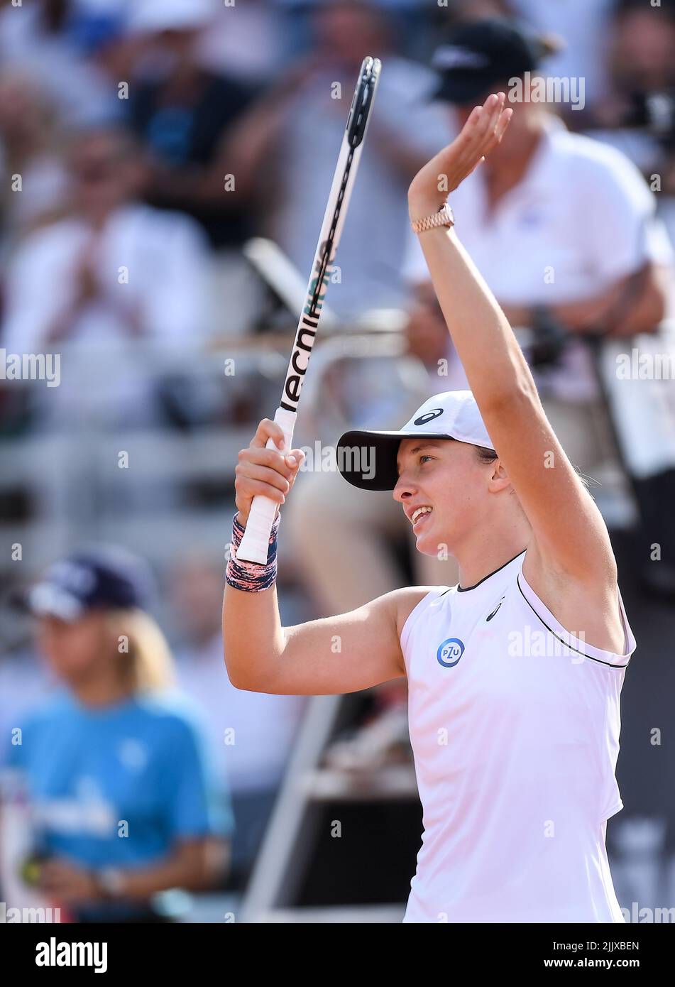 Varsavia, Polonia. 28th luglio 2022. VARSAVIA, POLONIA - LUGLIO 28: IgA Swiatek di Polonia gioca contro Gabriela Lee di Romania durante la seconda partita del BNP Paribas Poland Open WTA250 il 28 luglio 2022 a Varsavia, Polonia. (Foto di PressFocus/Sipa USA)France OUT, Poland OUT Credit: Sipa USA/Alamy Live News Foto Stock