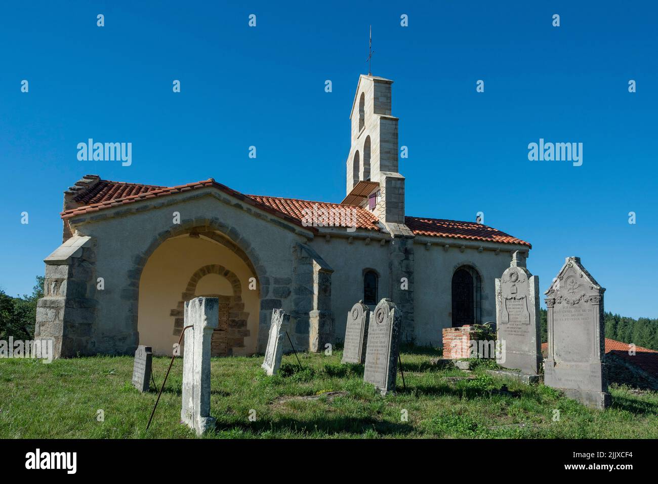 Chiesa Saint Jean Saint Gervais, Dipartimento Puy de Dome, Auvergne Rhone Alpes, Francia Foto Stock