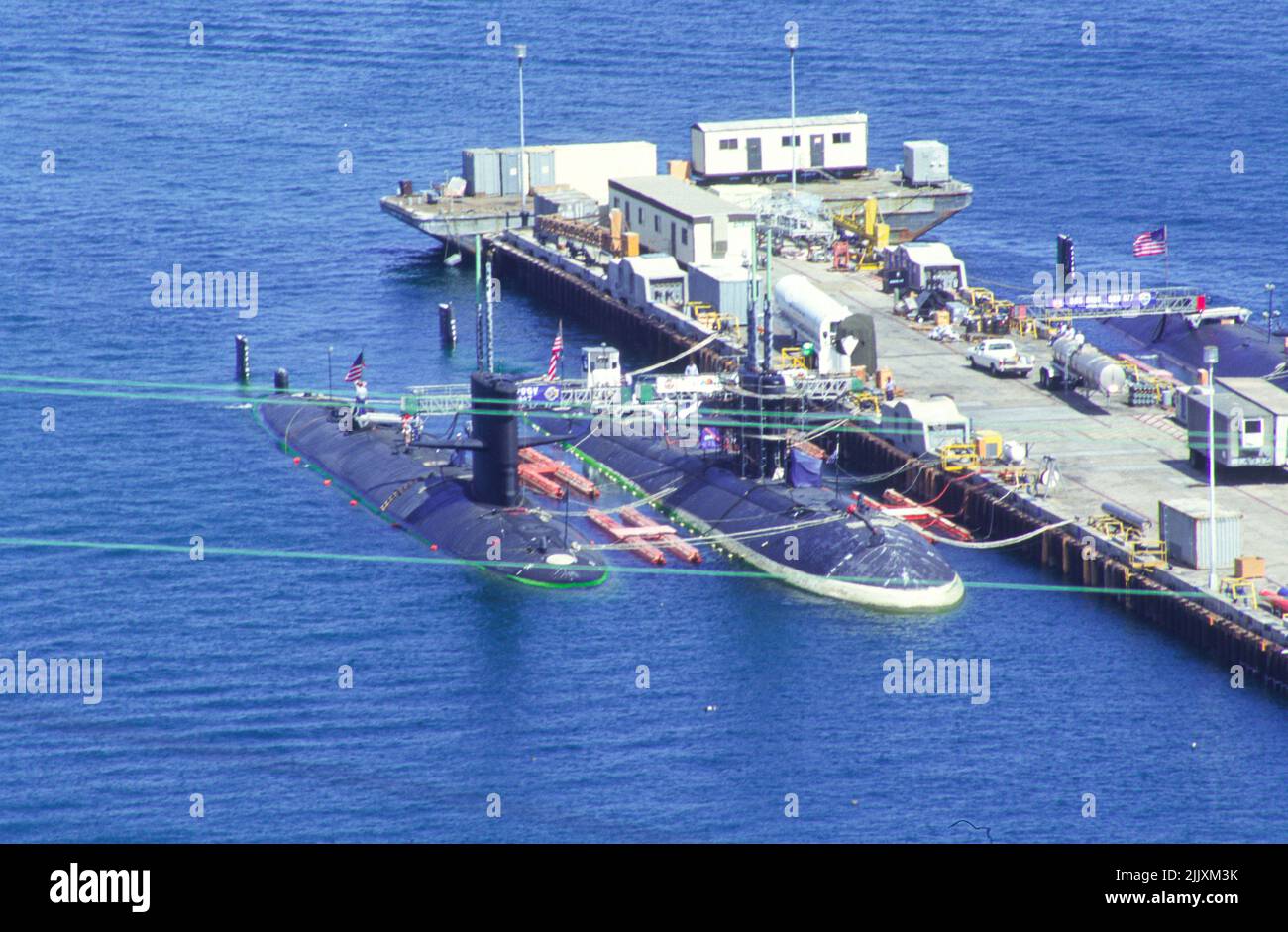 I sottomarini della Marina militare della U S sono attraccati alla base navale di Point Loma, San Diego, California Foto Stock