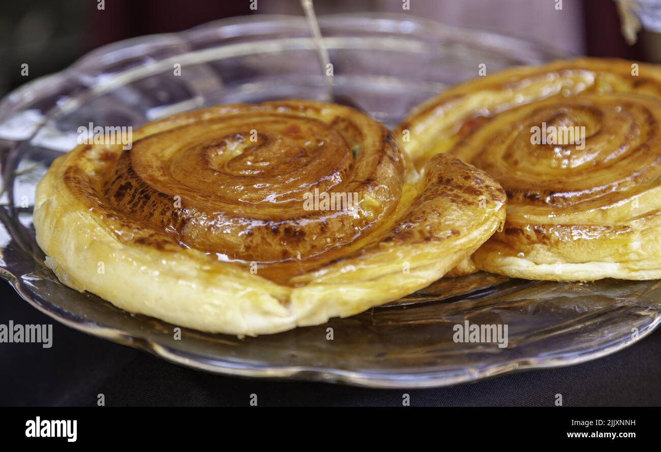 Particolare di dessert fatto a mano, dolce tradizionale Foto Stock