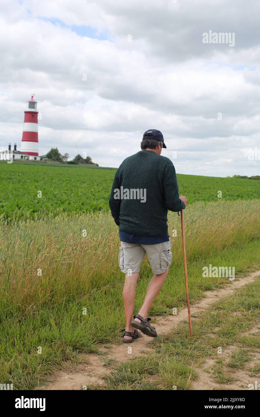 faro a strisce di caramelle rosse e bianche Foto Stock