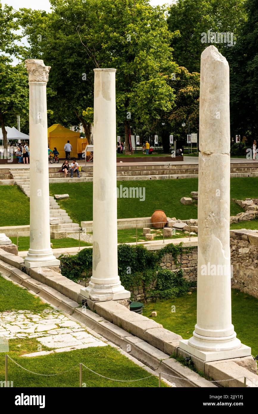 L'antico Forum Agora di Philippopolis a Plovdiv, Bulgaria, Europa dell'Est, Balcani, UE Foto Stock