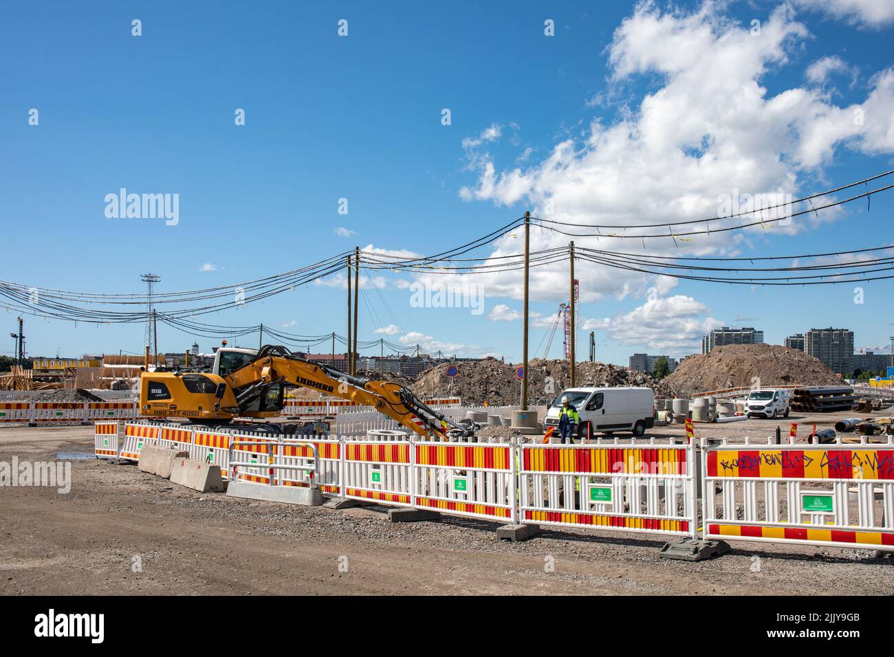 Scavi e lavori di terra nella parte meridionale del Sompasaari prima della costruzione a Helsinki, Finlandia Foto Stock