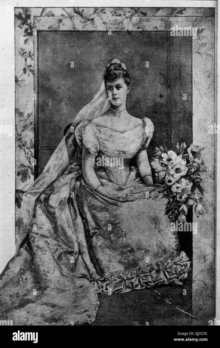Un'impressione della Principessa May, nostra Regina Maria, poco prima del suo matrimonio con il Re nel 1893. Indossa il Court Dress. Gennaio 14, 1935. Foto Stock