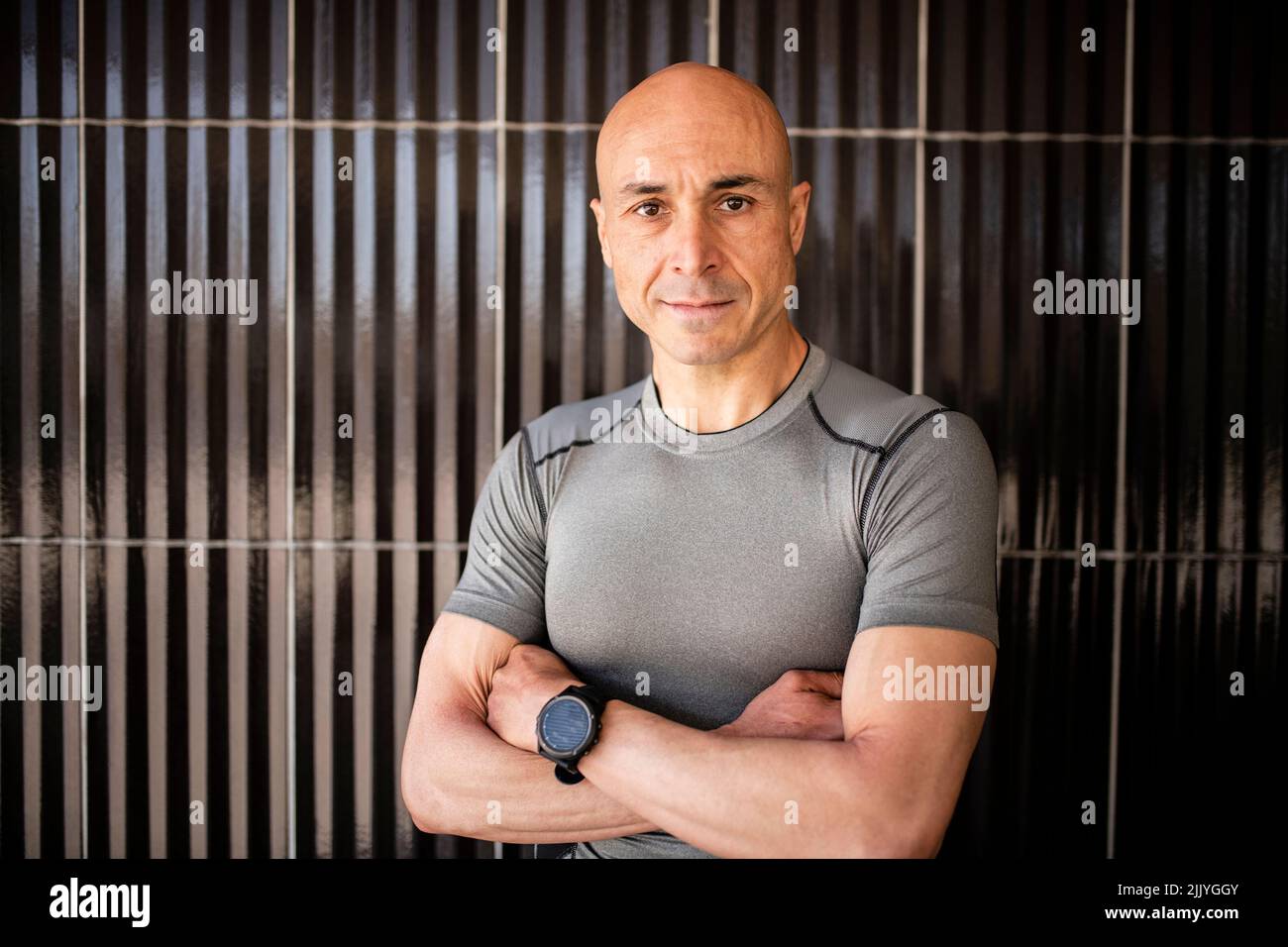 Ritratto di allenatore di fitness in palestra Foto Stock