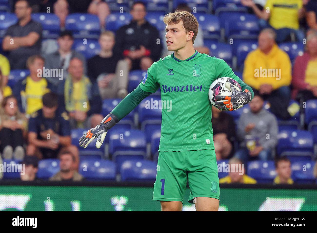 Broendby, Danimarca. 28th luglio 2022. Il portiere Mads Hermansen (1) di Broendby SE visto durante la partita di qualificazione della UEFA Europa Conference League tra Broendby IF e Pogon Szczecin presso lo Stadion di Broendby a Broendby. (Photo Credit: Gonzales Photo/Alamy Live News Foto Stock