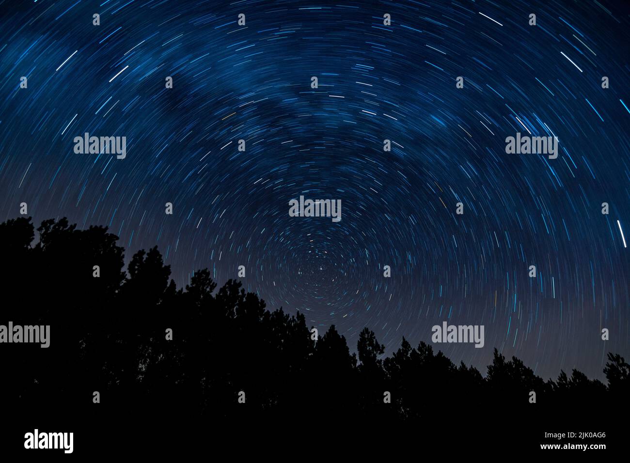 Cielo notturno della galassia blu Foto Stock