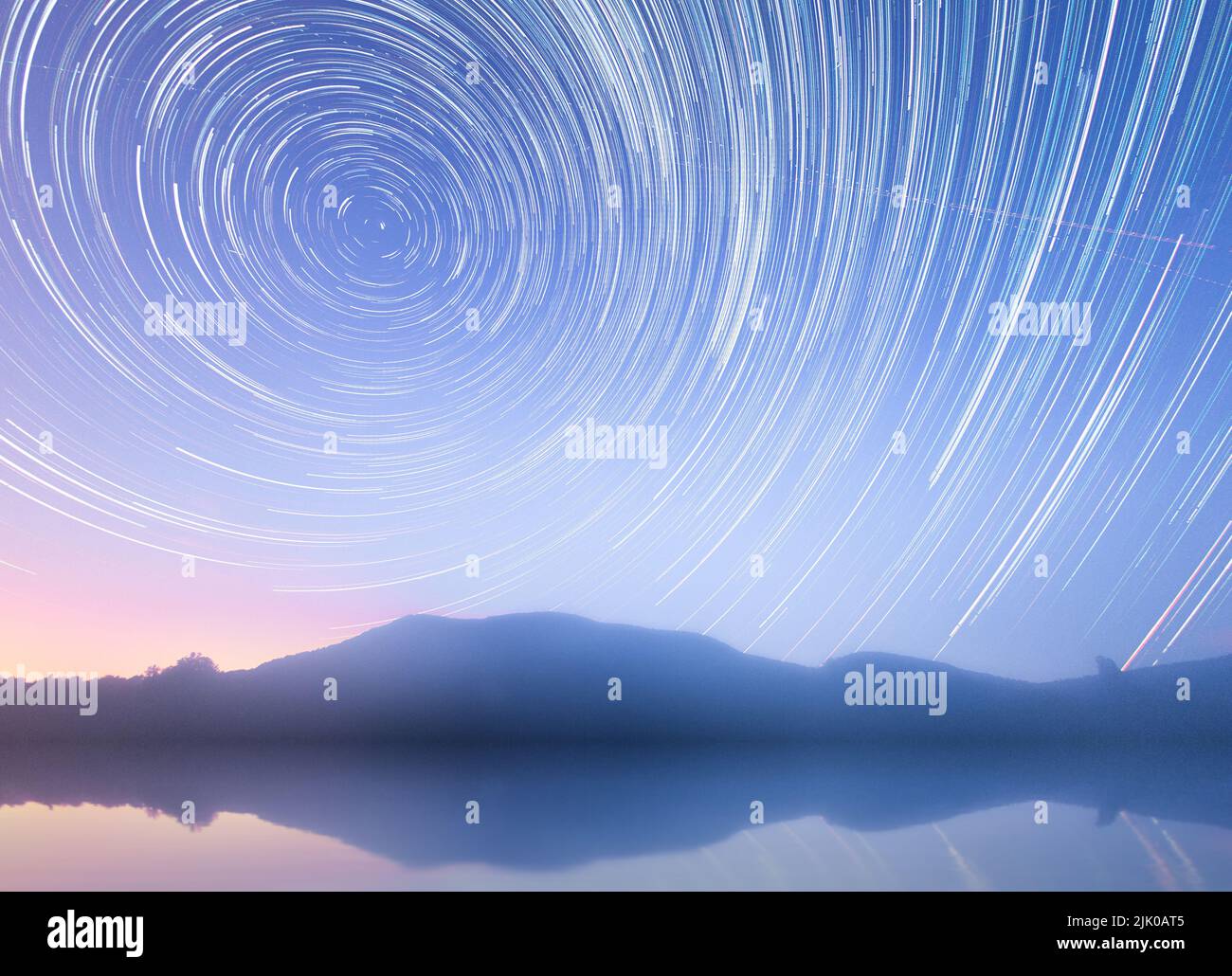 Cielo notturno della galassia blu Foto Stock