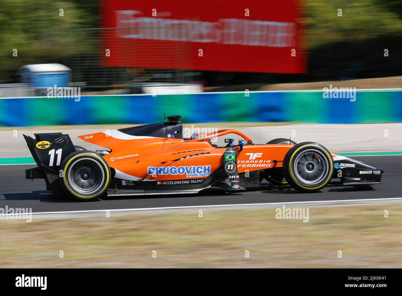 Magyorod, Ungheria. 29th luglio 2022. Magyorod, Ungheria. Luglio 29th 2022. F2 Gran Premio d'Ungheria a Hungaroring, Ungheria. Foto: #11 Felipe Drugovich (BRA) di MP Motorsport durante la prima sessione di prove Credit: Piotr Zajac/Alamy Live News Foto Stock