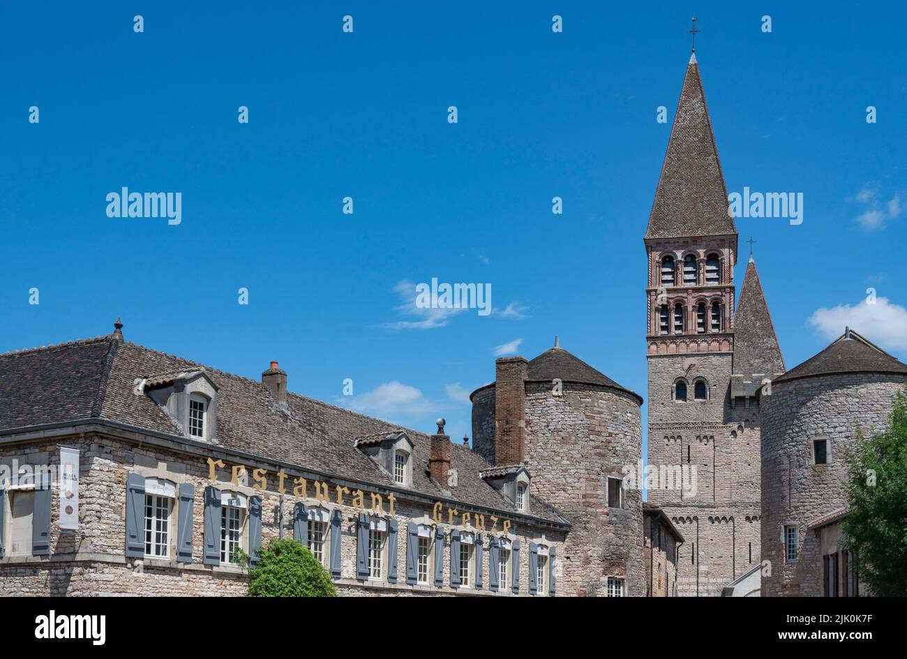 Il Hôtel de Greuze è una destinazione gourmet, con un ristorante gourmet di Yohann Chapuis e il bistrot in stile 'Bouchon Bourguignon' Foto Stock