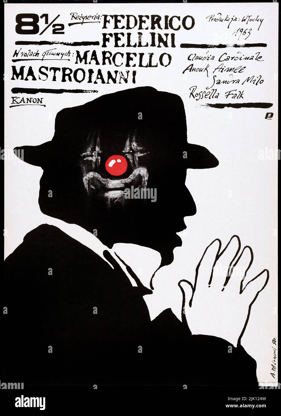 8½ film Poster 1963 , film surrealista comico-drammatico diretto da Federico Fellini.Film title - otto e mezzo (otto e mezzo) Foto Stock