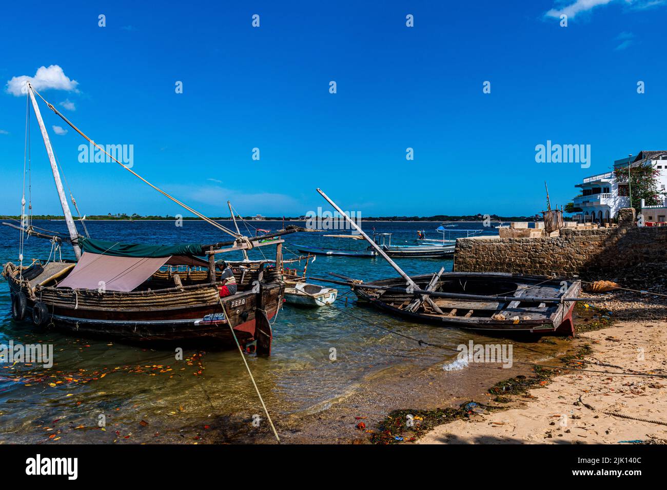 Dhow tradizionale, isola di Lamu, Kenya Foto Stock