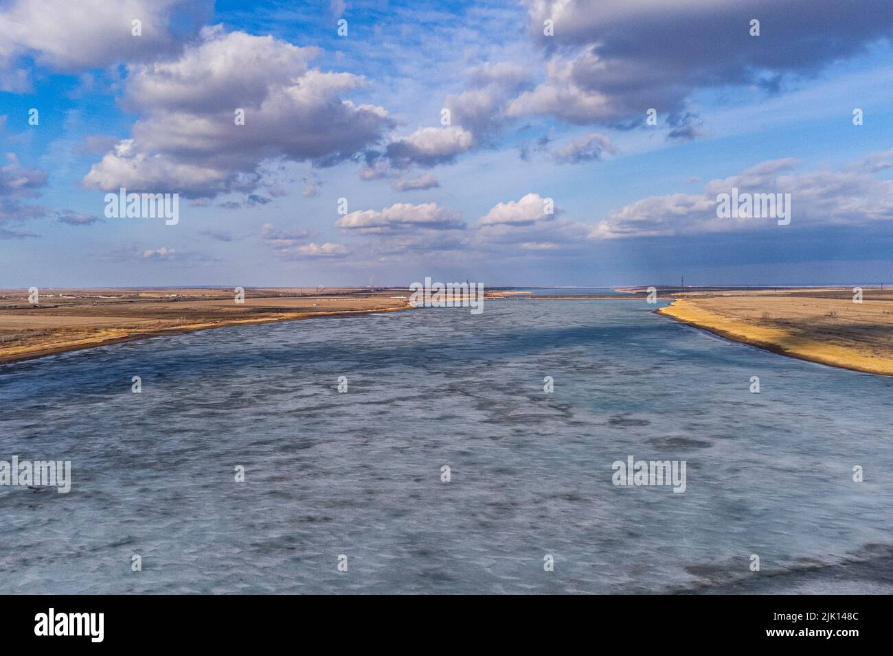 Antenna del fiume Tobyl, a sud di Kostanay, Kazakistan settentrionale, Asia centrale, Asia Foto Stock