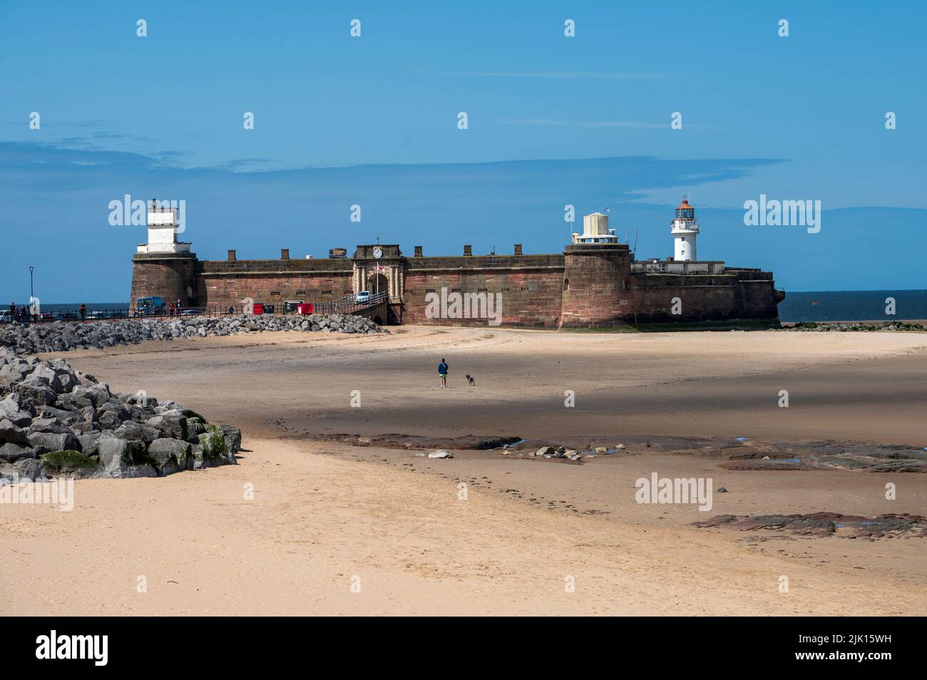 Fort Perch Rock, New Brighton, Wirral, Cheshire, Inghilterra, Regno Unito, Europa Foto Stock