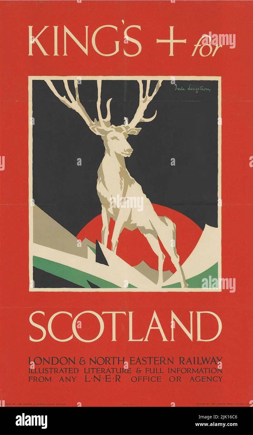 King's Cross for Scotland - Poster Vintage Railway - Londra e North Eastern Railway - LNER Foto Stock