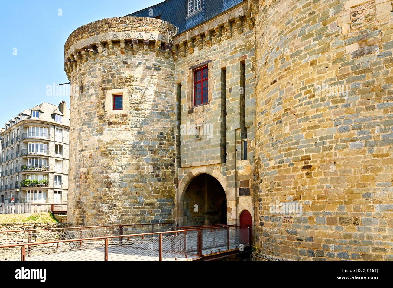 Le Portes Mordelaises, Châtelet d'entrée, vestigia dei bastioni di Rennes in Bretagna, Francia Foto Stock