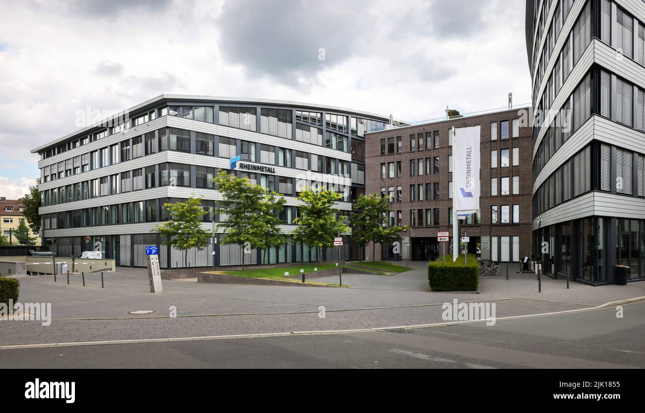 Duesseldorf, Renania settentrionale-Vestfalia, Germania - RHEINMETALL, sede del gruppo armamenti e fornitore di automobili con sede a Duesseldorf. Foto Stock