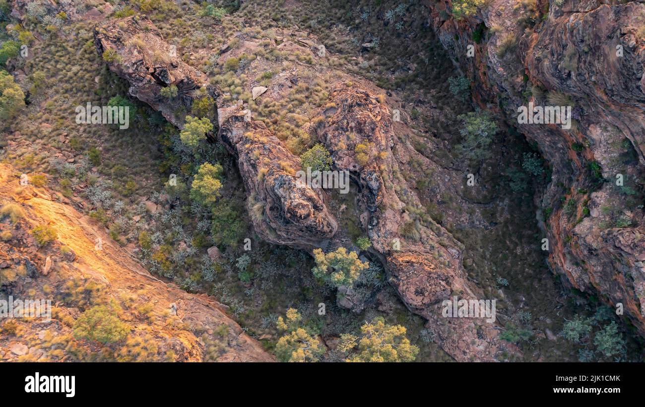 Immagine aerea di Hidden Valley, Mirima National Park, Kununurra, Australia Occidentale (catena montuosa) Foto Stock