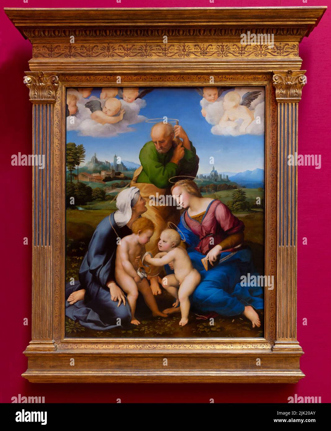 La Sacra Famiglia Canigiani, Madonna Canigiani, Raffaello, circa 1506-1507, Alte Pinakothek, Monaco, Germania, Europa Foto Stock