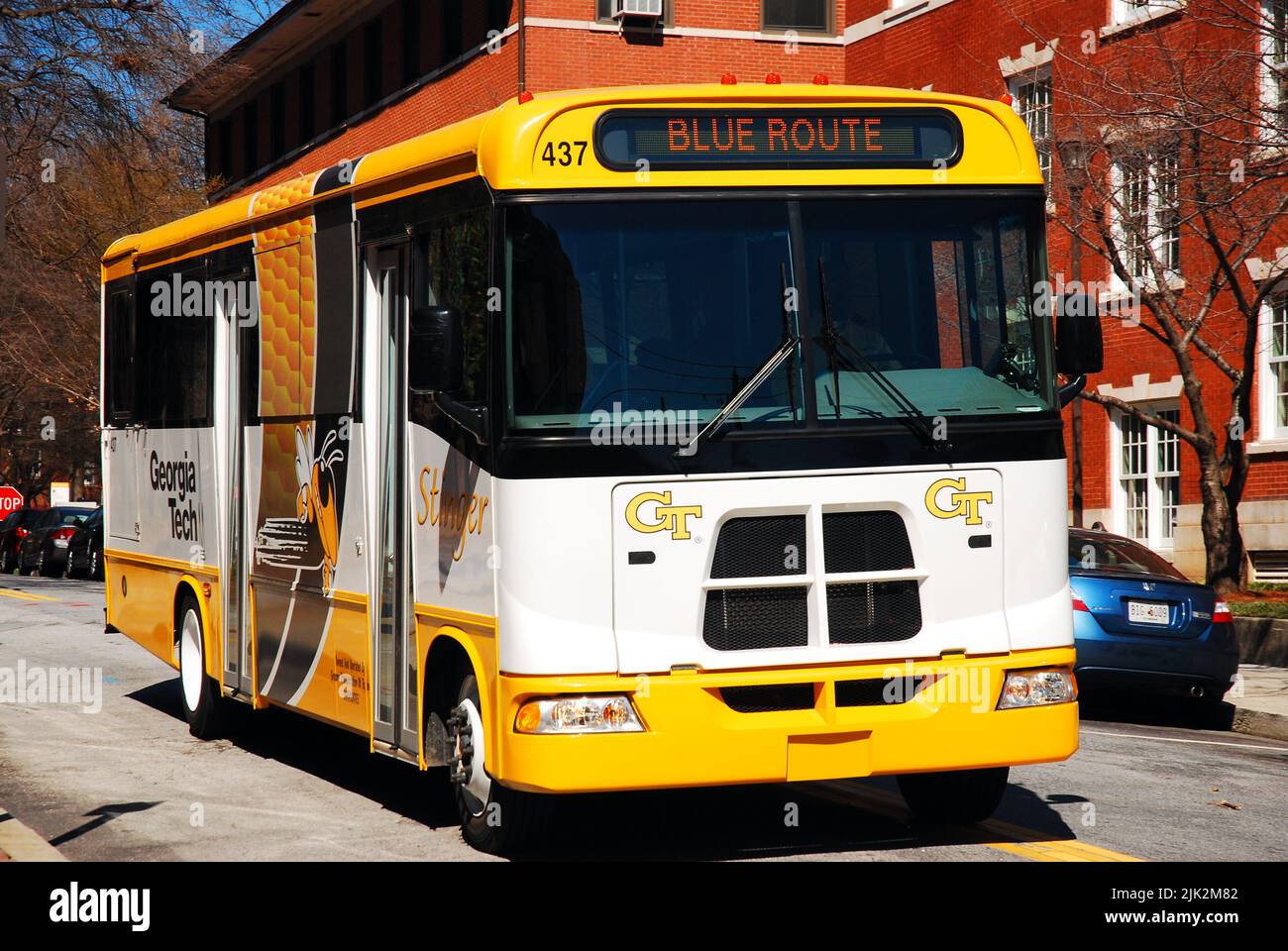 A causa dell'enormità del campus, la Georgia Tech University di Atlanta offre corse gratuite in autobus per gli studenti di arrivare alla lezione Foto Stock