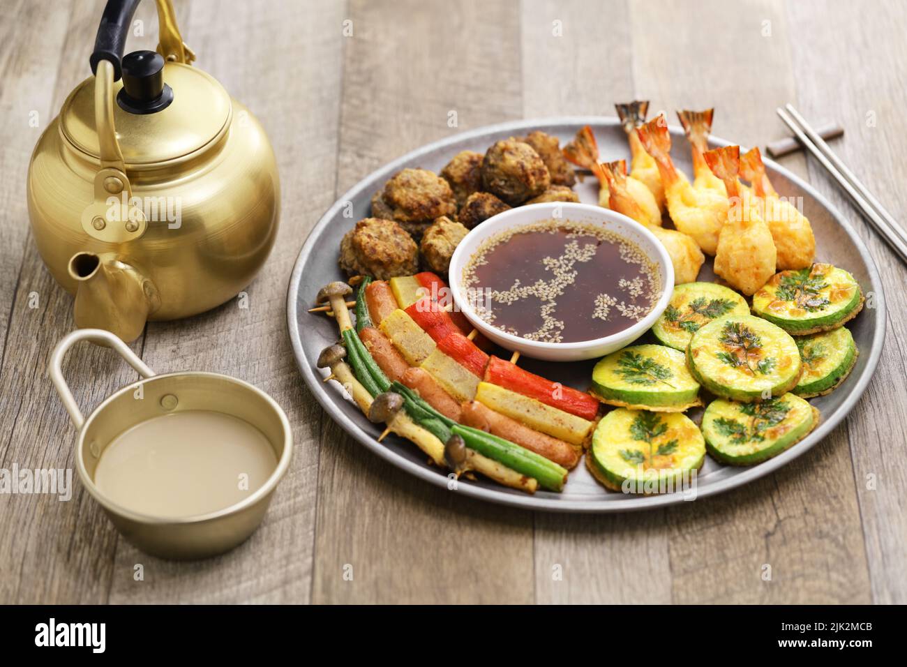 Jeon assortito (piccata coreana), cibi tradizionali del festival Foto Stock