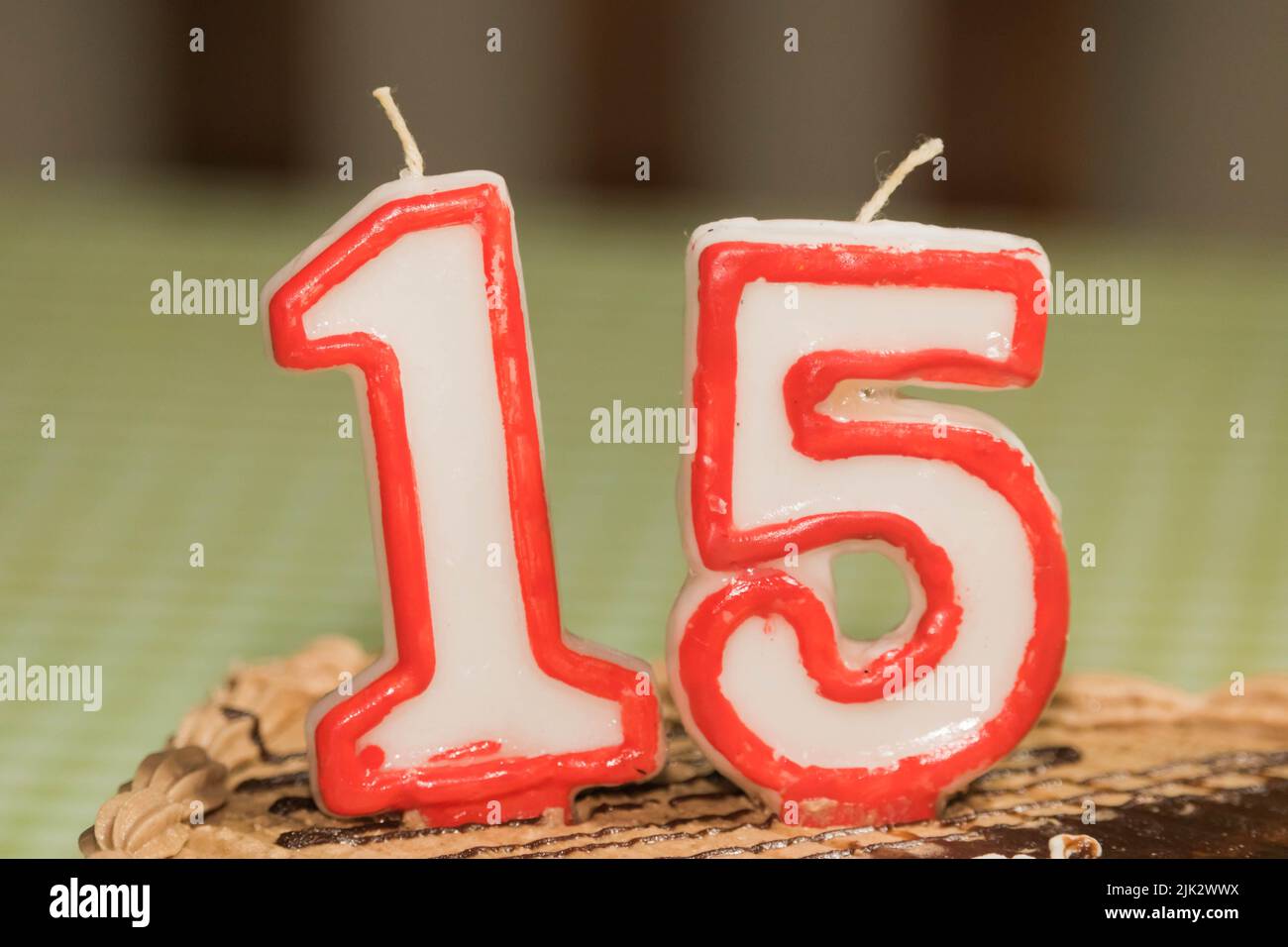 Quindicesimo anno festeggiamenti compleanno candele Foto Stock