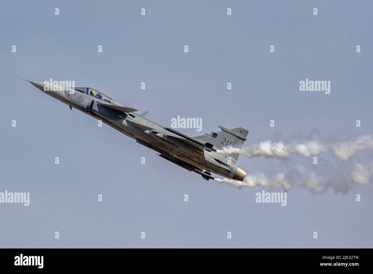 Svedese Air Force SAAB Gripen Display al Royal International Aircraft Tattoo 2022. Foto Stock