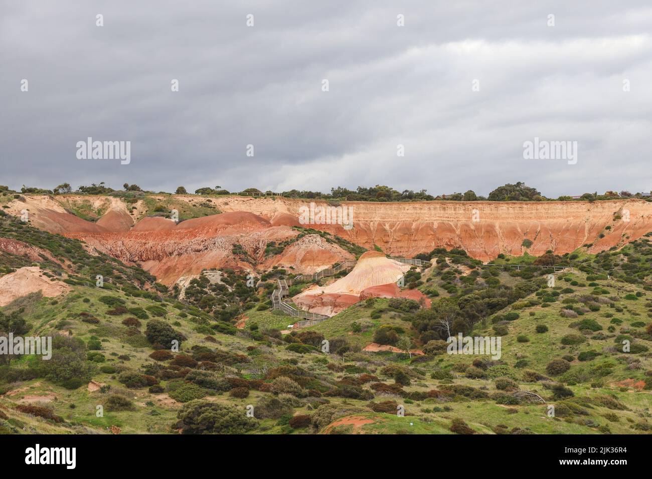 Vista distante del Pan di zucchero a Hallet Cove, South Australia, una meraviglia naturale formata in 6000 anni. Foto Stock