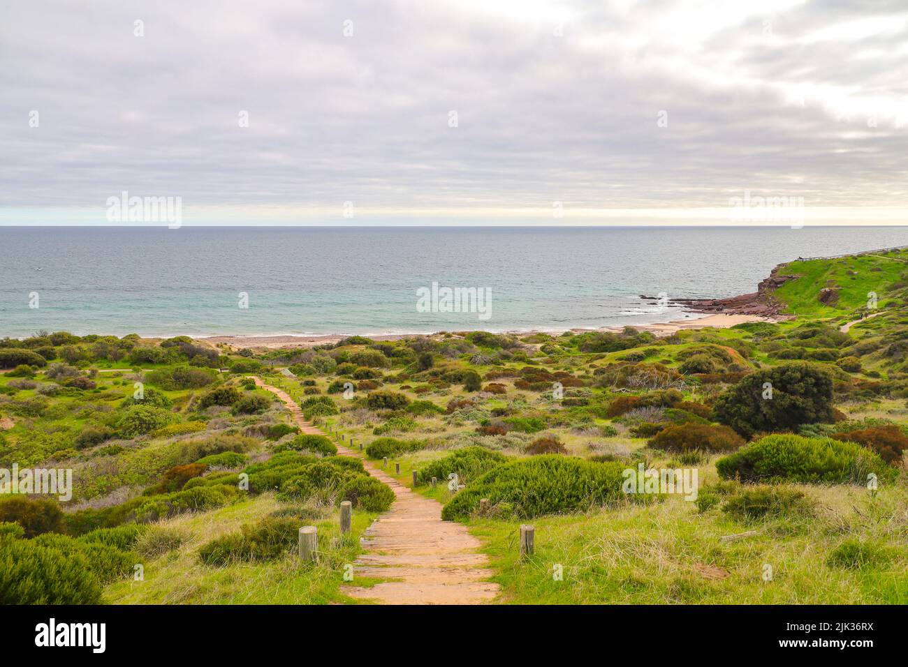Vista sulla costa dal punto panoramico di Hallet Cove in South Australia Foto Stock
