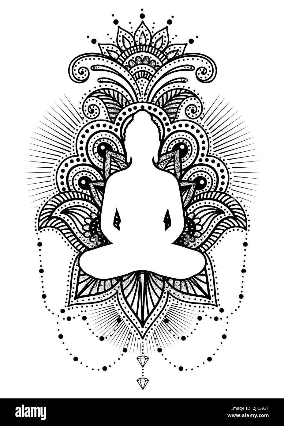 Yoga Buddha - disegno di meditazione spirituale Foto Stock
