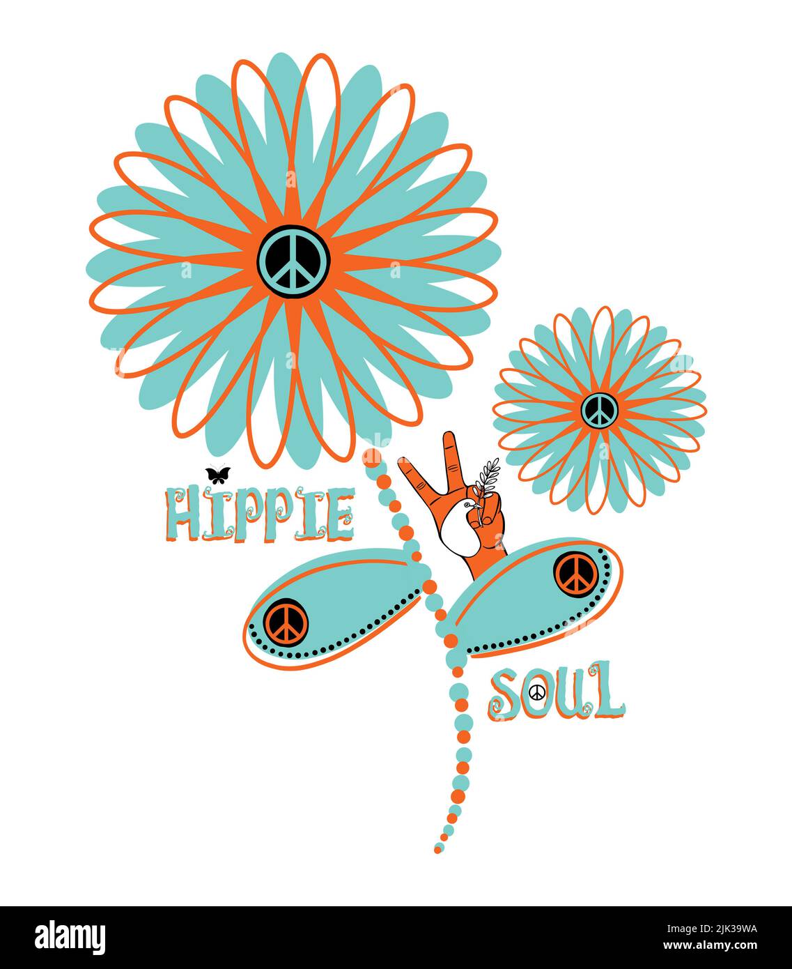 Anima hippie - Grafica di fiore di Pace Foto Stock