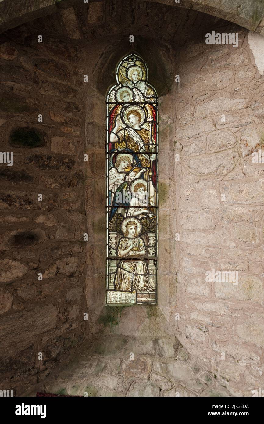 Interno della chiesa di St Mawgan-in-Meneage, Cornovaglia Foto Stock