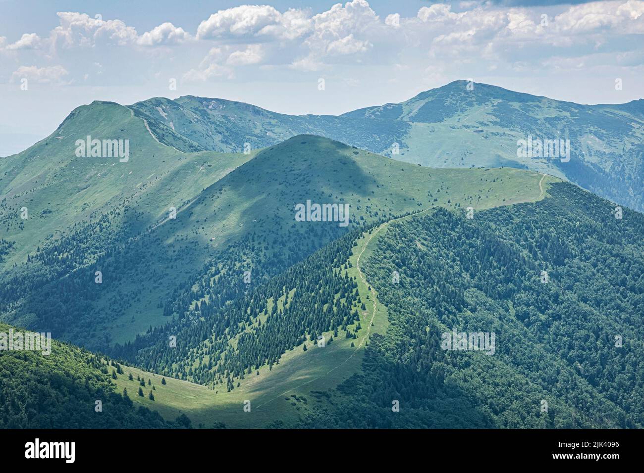 Paesaggio montano da Big Rozsutec, Little Fatra, repubblica Slovacca. Scena estiva. Bellezza nella natura. Foto Stock