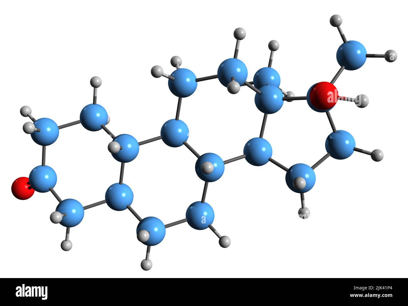 3D immagine di Dihydronormetandrone formula scheletrica - struttura chimica molecolare di DHNMT isolato su sfondo bianco Foto Stock