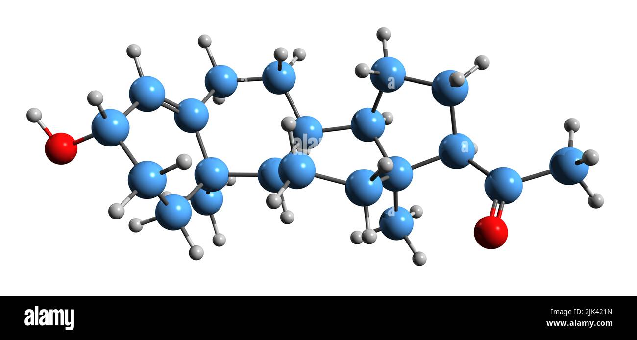 3D immagine di Diidroprogesterone formula scheletrica - struttura chimica molecolare di DHP isolata su sfondo bianco Foto Stock