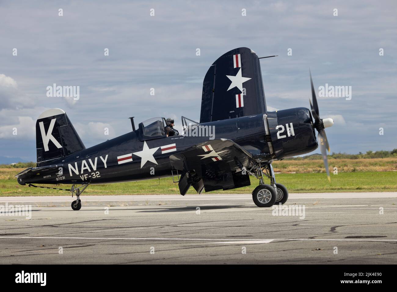 F4U Corsair si prepara per il decollo Boundary Bay BC Canada Foto Stock