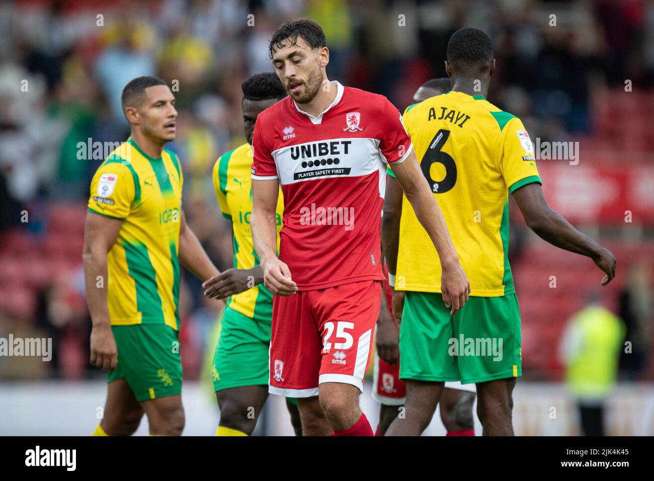 Un abbattuto Matt Crooks #25 di Middlesbrough a tempo pieno Foto Stock