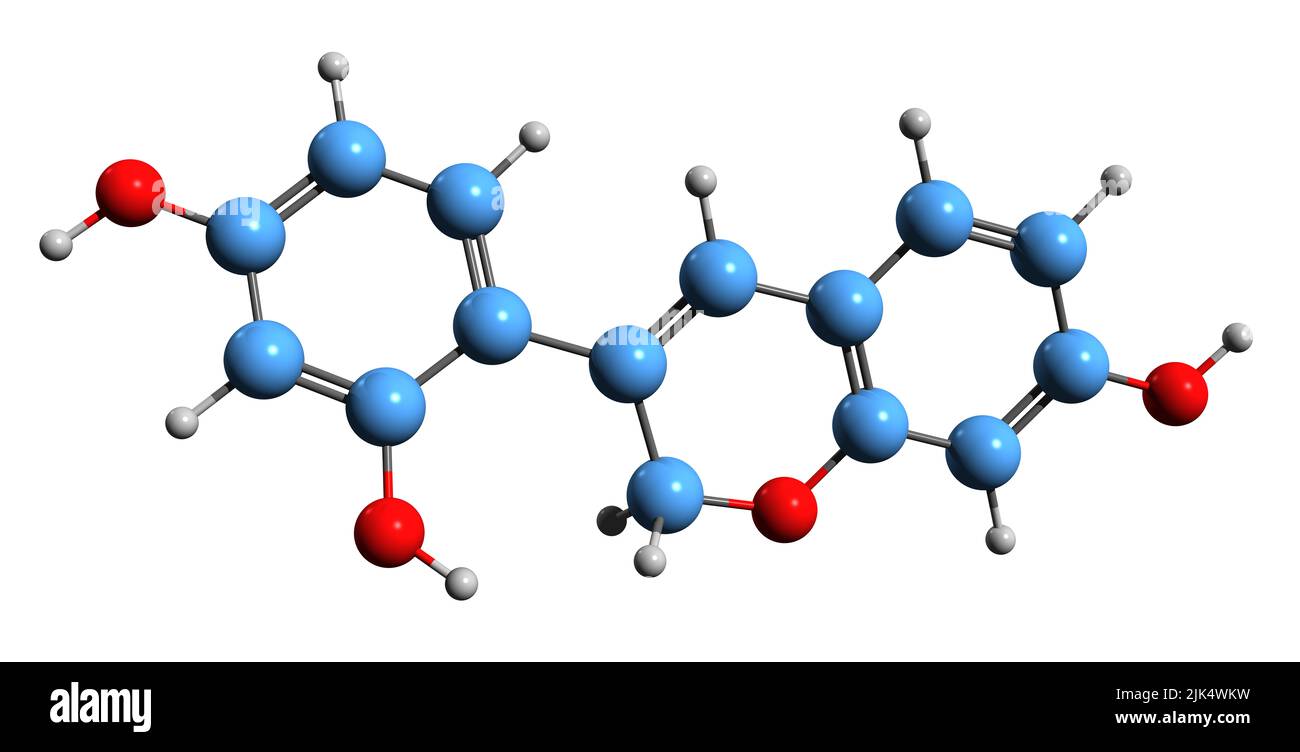 3D immagine di Haginin D formula scheletrica - struttura chimica molecolare di Isoflavene isolato su sfondo bianco Foto Stock