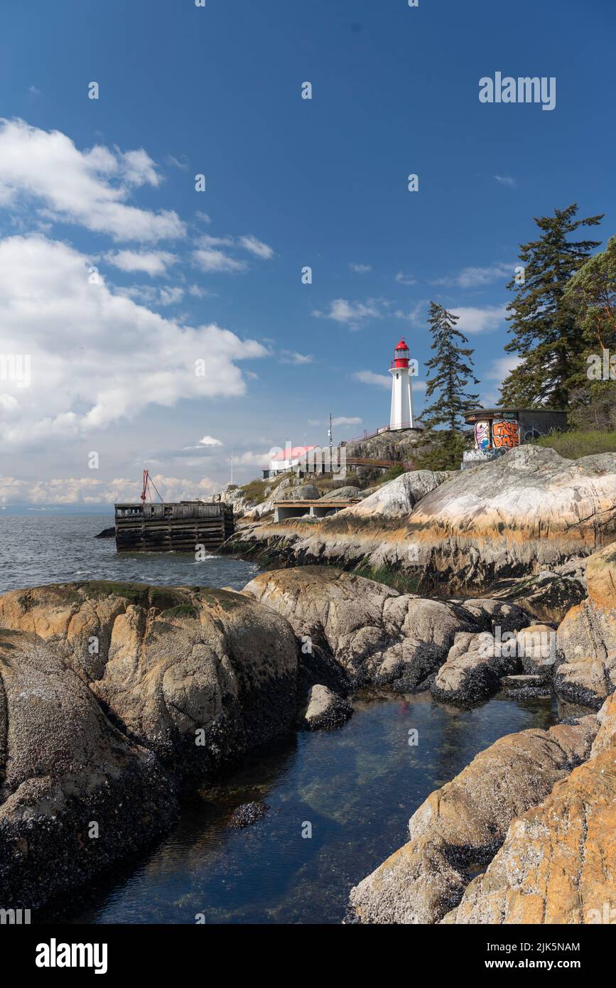 Il faro di Lighthouse Park a West Vancouver, British Columbia, Canada. Foto Stock