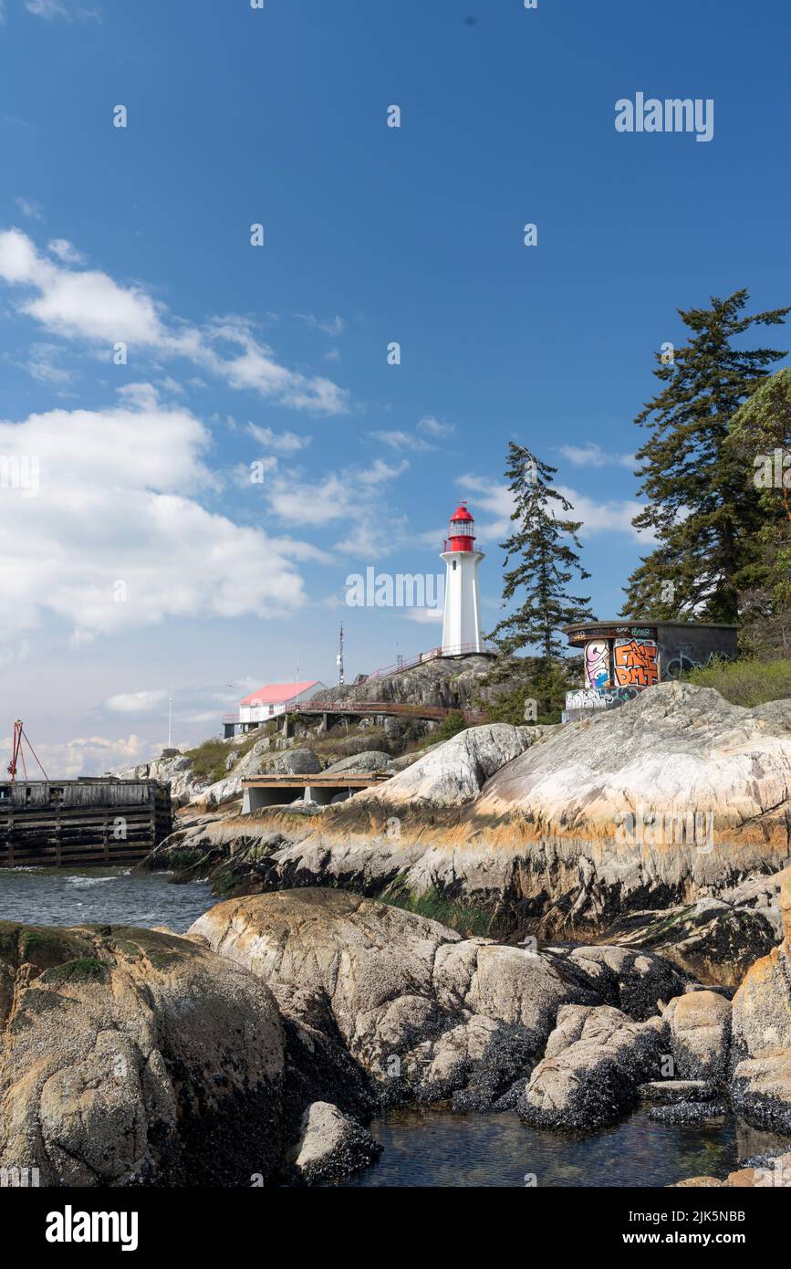 Il faro di Lighthouse Park a West Vancouver, British Columbia, Canada. Foto Stock