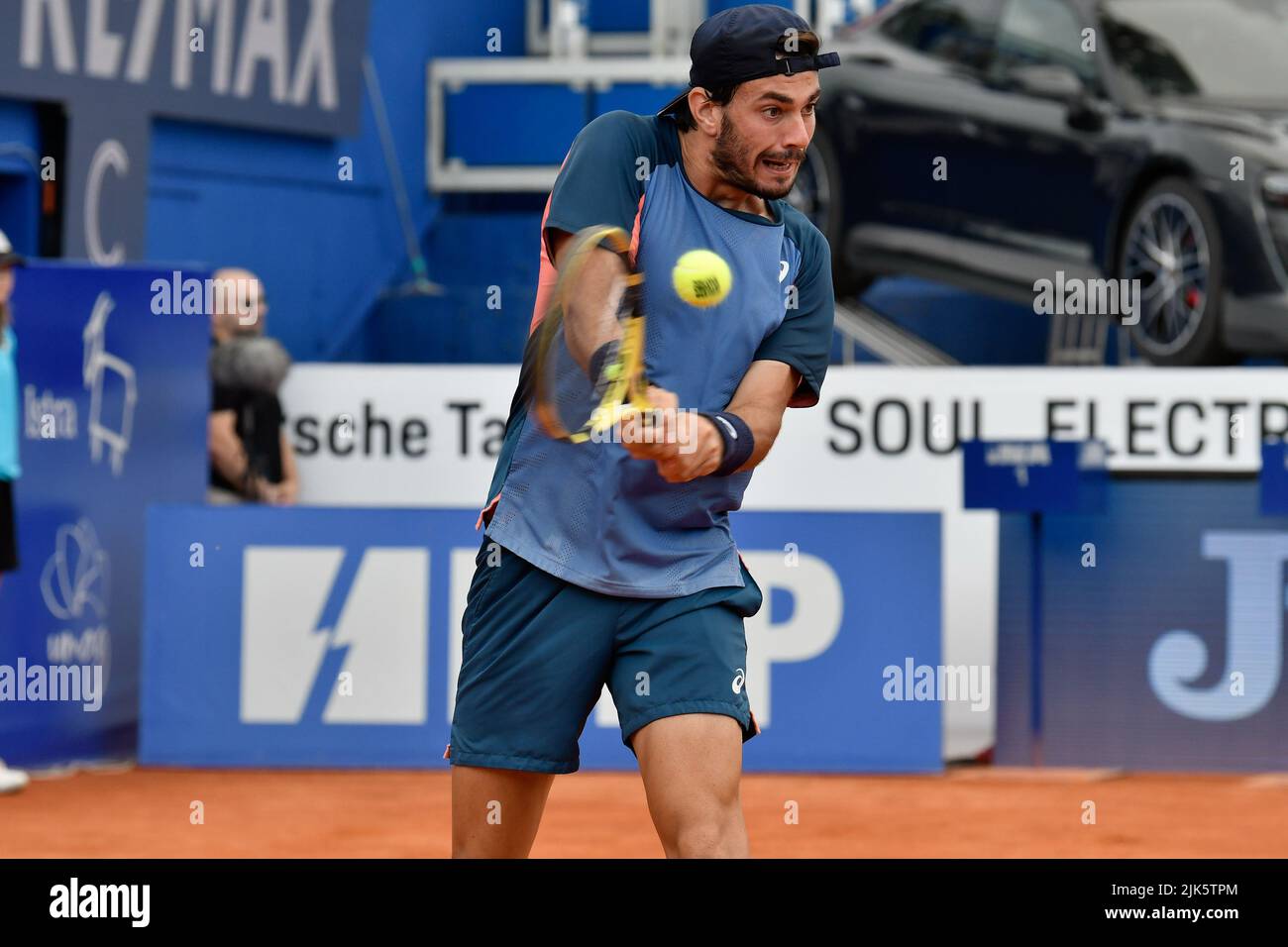 Umago, Umago, Croazia, 30 luglio 2022, Giulio Zeppieri (IT) durante ATP Croazia Open Umago - Alcaraz vs Zeppieri - Tennis Internationals Foto Stock