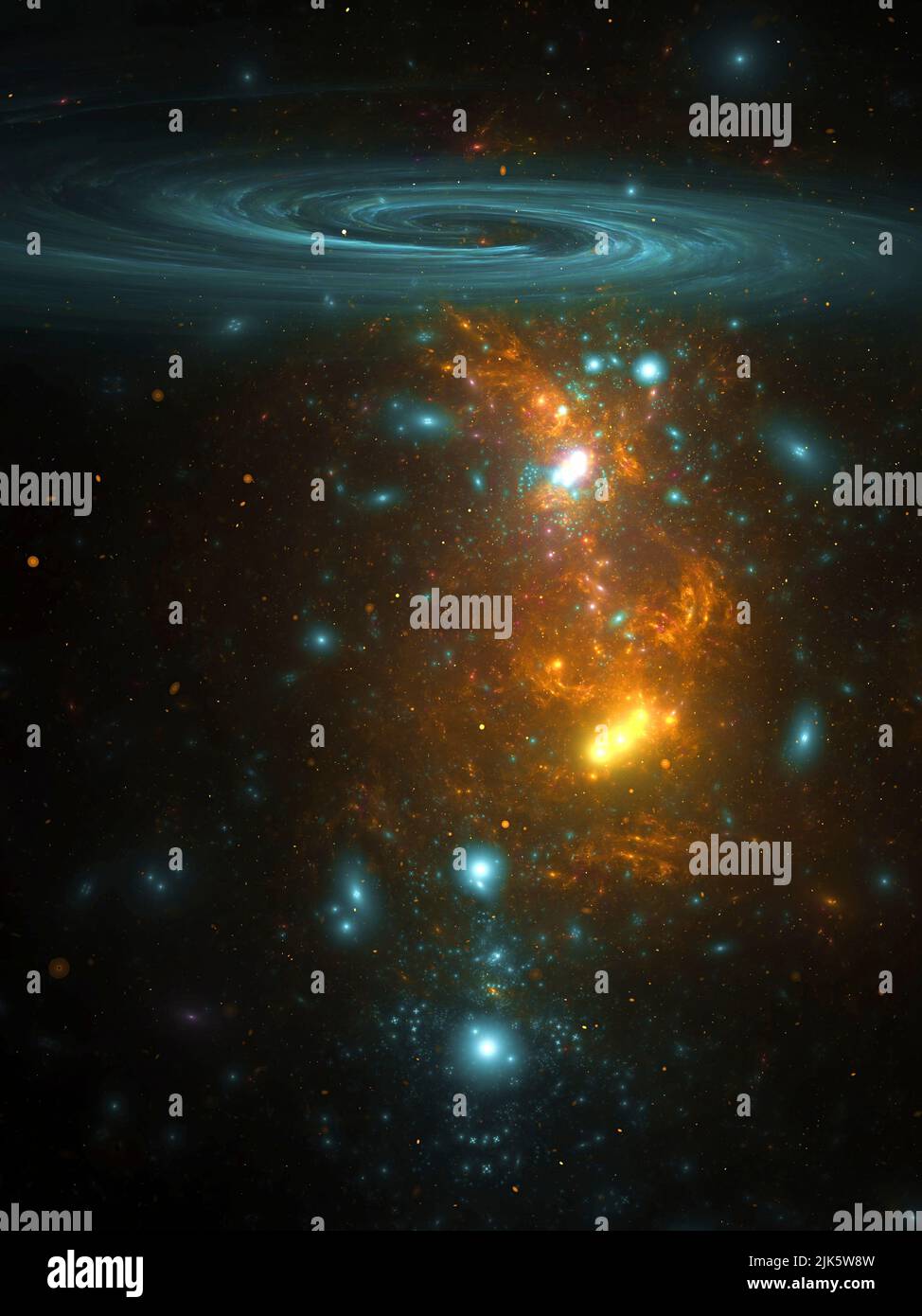 Swirling Galaxy - Flame Fractal Art Foto Stock