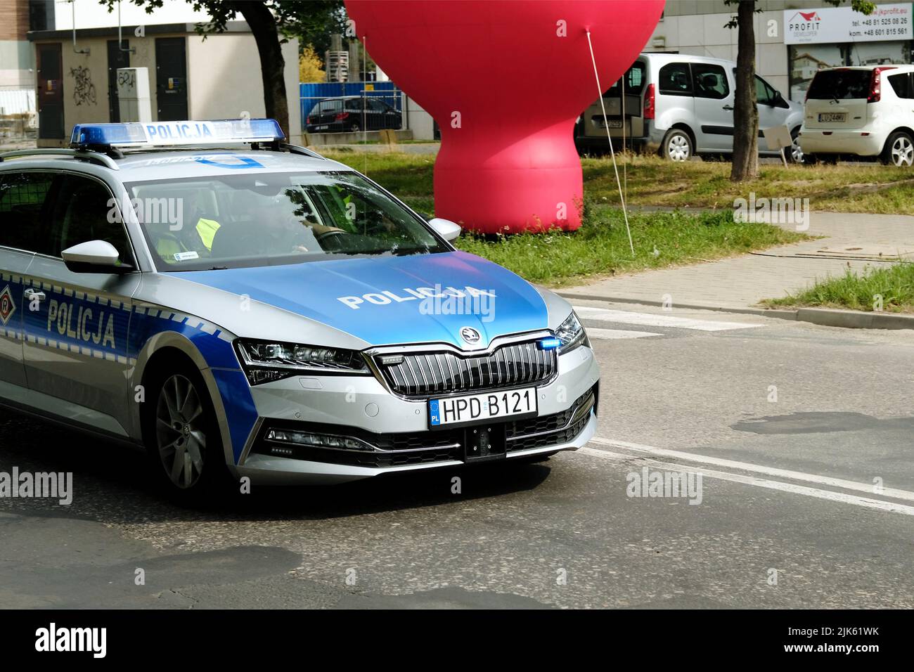 Lublino, Polonia 30 luglio 2022. Auto della polizia polacca a Tour de Poulogne Foto Stock