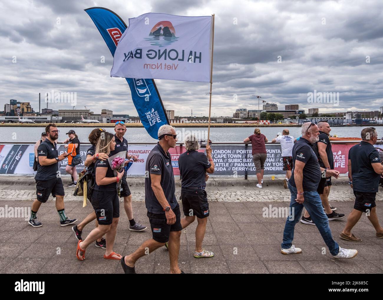 Evento Royal Docks London - Clipper Round The World Yacht Race, Festa finale, 2022 luglio, East London, E16, Inghilterra, Regno Unito. Foto Stock